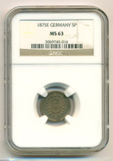 Germany - Empire - Wilhelm I 1875 E 5 Pfennig MS63 NGC