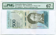 Venezuela 2016 500 Bolivares Bank Note Superb Gem Unc 67 EPQ PMG