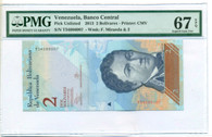 Venezuela 2013 2 Bolivares Bank Note Superb Gem Unc 67 EPQ PMG