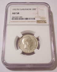 Sarawak Charles V Brooke 1927 H 20 Cents AU58 NGC