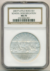 2007 P Little Rock Desegregation Commemorative Silver Dollar MS70 NGC