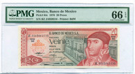 Mexico 1976 20 Pesos Bank Note Gem Unc 66 EPQ PMG