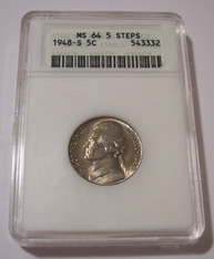 1948 S Jefferson Nickel MS64 5 FS ANACS