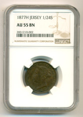 Jersey Victoria 1877 H 1/24 Shilling AU55 BN NGC