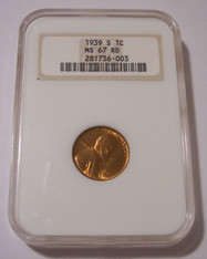 1939 S Lincoln Wheat Cent MS67 RED NGC OH