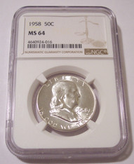 1958 Franklin Half Dollar MS64 NGC