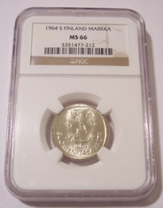 Finland 1964 S Silver Markka MS66 NGC