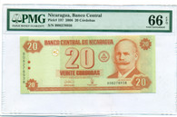 Nicaragua 2006 20 Cordobas Bank Note Gem Unc 66 EPQ PMG