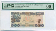 Guinea 2012 100 Francs Bank Note Gem Unc 66 EPQ PMG