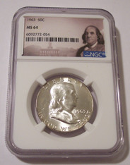 1963 Franklin Half Dollar MS64 NGC Portrait Label