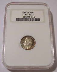 1964 D Roosevelt Dime MS67 NGC OH