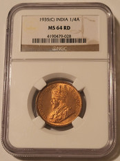 India-1935-c-quarter-anna-ms64-red-ngc-a