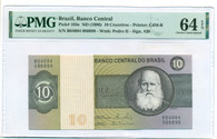 Brazil 1980 10 Cruzeiros Bank Note Ch Unc 64 EPQ PMG