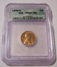 1938 S Lincoln Wheat Cent MS67 RED ICG