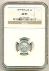 Straits Settlements Silver 1899 5 Cents AU55 NGC