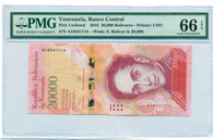 Venezuela 2016 20,000 Bolivares Bank Note Gem Unc 66 EPQ PMG