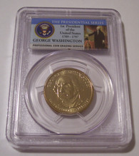 2007 Washington Presidential Dollar Missing Edge Lettering Error MS65 PCGS Portrait Label