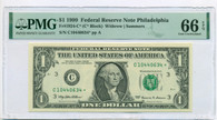 1999 FRB Philadelphia $1 Star / Replacement Note Gem Unc 66 EPQ PMG
