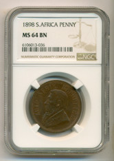 South Africa 1898 Penny MS64 BN NGC