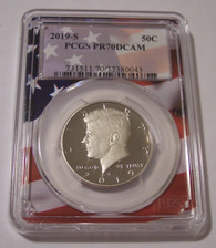 2019 S Clad Kennedy Half Dollar Proof PR70 DCAM PCGS Flag Frame Holder