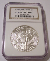 2007 P Jamestown Commemorative Silver Dollar Proof PF70 UC NGC