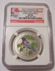 Canada 2012 25 Cents Rose-Breasted Grosbeak SP69 NGC ER Low Mintage