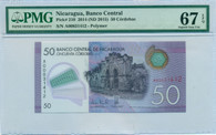 Nicaragua 2015 50 Cordobas Bank Note Superb Gem UNC 67 EPQ PMG