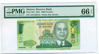 Malawi 2014 1000 Kwacha Bank Note Gem Unc 66 EPQ PMG