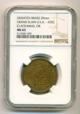 Clackamas OR Undated Brass Token Grand Slam USA - ATEC MS63 NGC