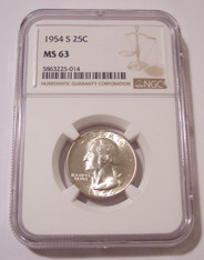 1954 S Washington Quarter MS63 NGC