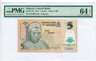 Nigeria 2011 5 Naira Bank Note Ch Unc 64 EPQ PMG