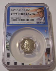 2003 S Clad Roosevelt Dime Proof PF70 UC NGC White House Frame Holder