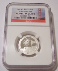 2013 S Silver Fort McHenry NP Quarter Proof PF70 UC NGC Golden Gate Bridge Label