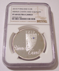 Finland 2010 P Silver 10 Euro Minna Canth and Equality Proof PR68 UC NGC