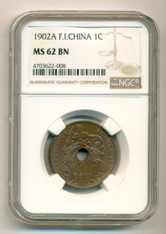 French Indo China 1902 A 1 Centime MS62 NGC