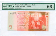 Tonga 2008 2 Pa'anga Bank Note Gem Unc 66 EPQ PMG