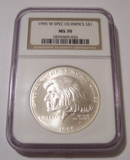 1995 W Special Olympics Commemorative Silver Dollar MS70 NGC