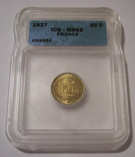 France 1927 50 Centimes MS65 ICG