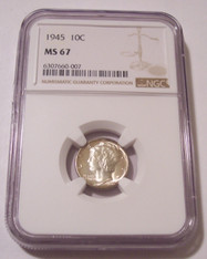 1945 Mercury Dime MS67 NGC Light Patina