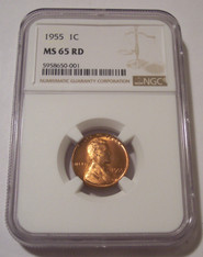 1955 Lincoln Wheat Cent MS65 RED NGC