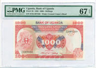 Uganda 1986 1000 Shillings Bank Note Superb Gem Unc 67 EPQ PMG