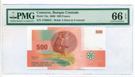 Comoros 2006 500 Francs Bank Note Gem Unc 66 EPQ PMG