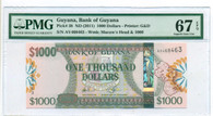Guyana 2011 1000 Dollars Bank Note Superb Gem Unc 67 EPQ PMG