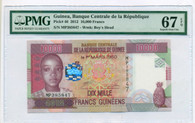 Republic of Guinea 2012 10,000 Francs Bank Note Superb Gem Unc 67 EPQ PMG