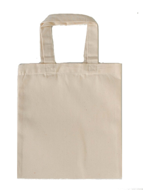 Wholesale 11"x12" natural canvas cotton tote bag, 14" handles, 8 oz 100% cotton canvas. Perfect for arts & crafts, advertising, parties, books, promotional, customizing, personalizing, school, church, wedding, shopping, groceries, fundraising, artists, gifts, resale & everyday use.