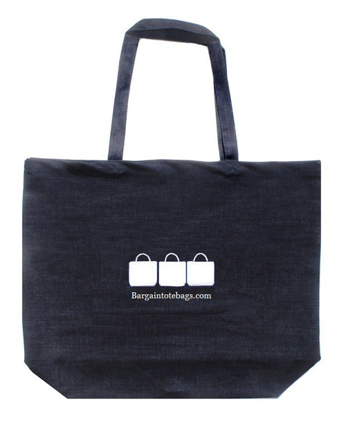 20"x16"x5 cotton canvas and denim tote bags with a one color screen print. 