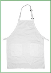 23"x30" White Twill  Adjustable Full Apron with 2 Pockets