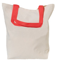 16"x16"x5" Cotton Canvas Tote Bag with Color Handles