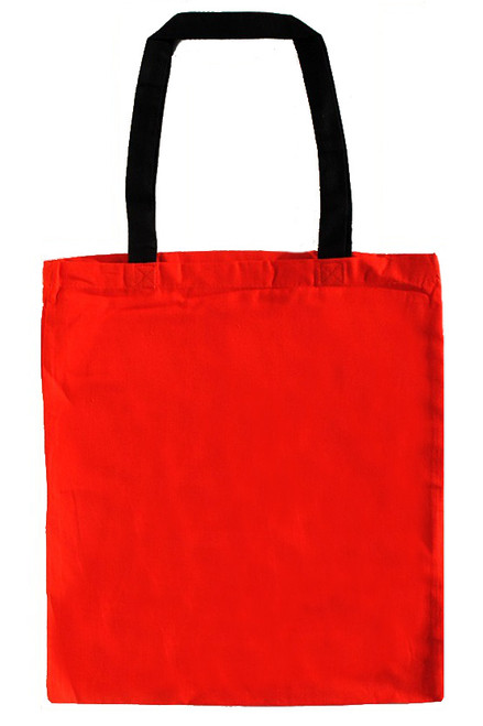 14"x16" Red Cotton Tote Bag with Black Handles
