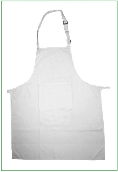 27"x33" White Cotton Twill Adjustable Full Apron with 1 Pocket